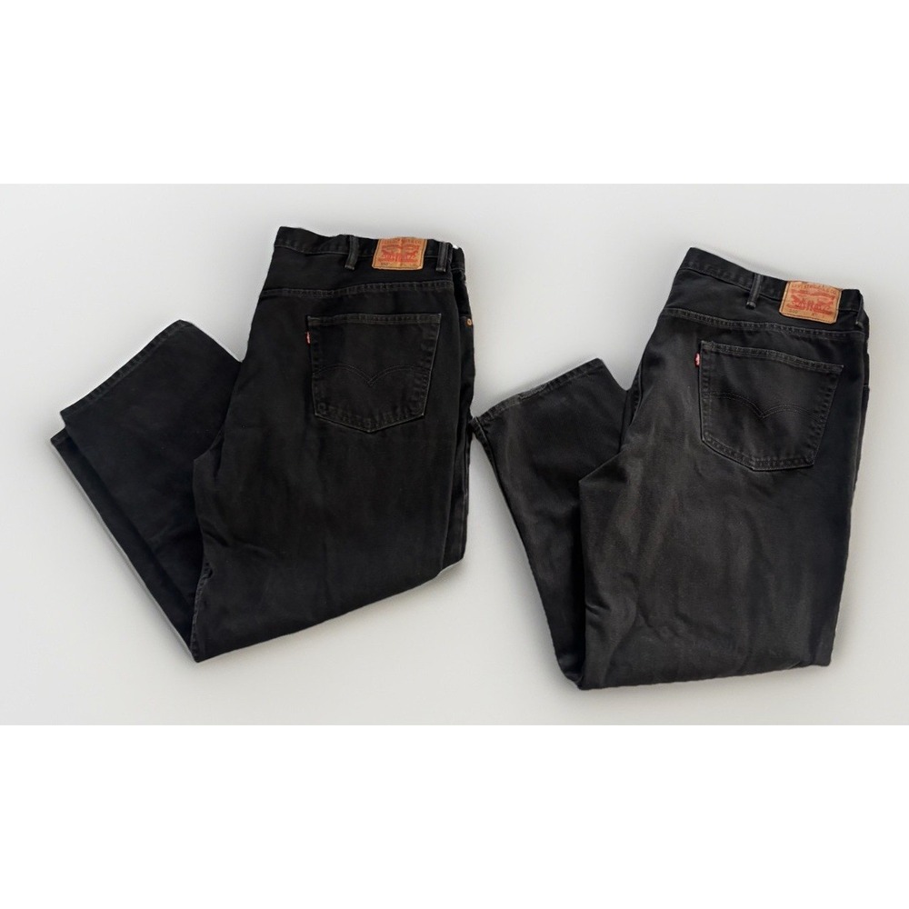 2 Levi's Black Denim 550 Jeans Men's Sz 48X30 Straight Leg Relaxed Fit High Rise